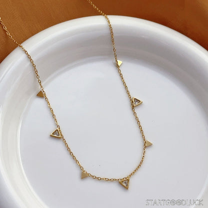 Gold Cable Chain Necklace -  Tiny Multi Charm Necklace Geometric Pendant Minimalist Jewelry