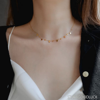 Gold Cable Chain Necklace -  Tiny Multi Charm Necklace Geometric Pendant Minimalist Jewelry