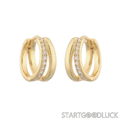 Gold Earrings Double Hoop | Silver Earrings Double Hoop | Diamond Hoop Earrings