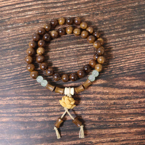 Gold Sandalwood  8mm Double Circle Health and Positivity Bracelet