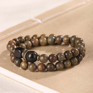 Green Sandalwood Bracelet natural wood Balance and Harmony