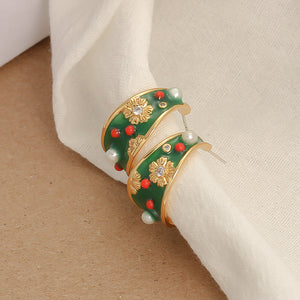 Green_enamel_freshwater_pearl_National_style_prosperity_guardianship_Earrings