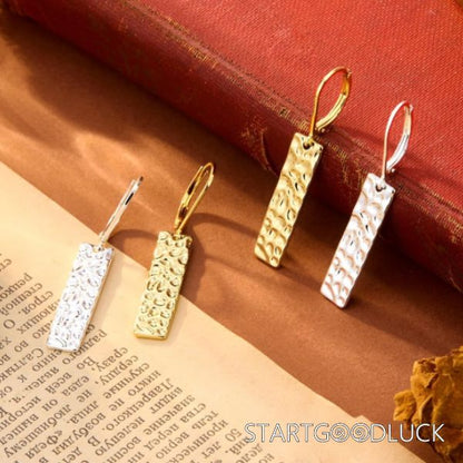 Hammer Square  Earrings | Gold & Silver Square Earrings | Minimalist Statement