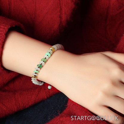 Hand - Braided Natural Jadeite Peace Buckle Bracelet | Adjustable Wristband