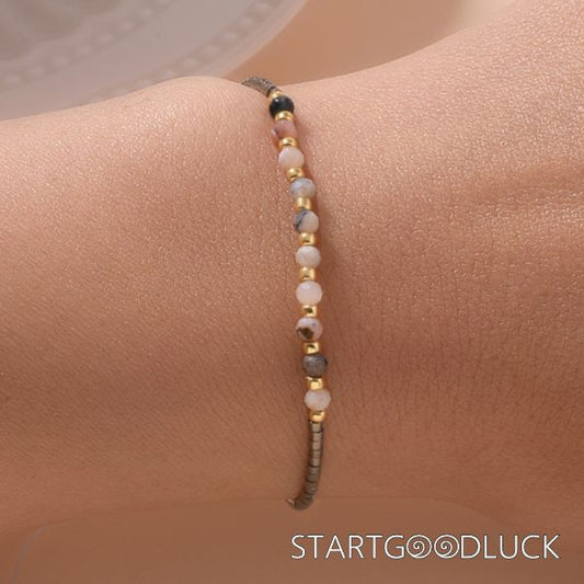 Handmade Beaded Friendship Bracelet | Bohemian Style Simple Semi-Precious Stone Beaded Jewelry