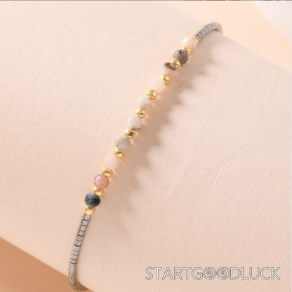 Handmade Beaded Friendship Bracelet | Bohemian Style Simple Semi-Precious Stone Beaded Jewelry