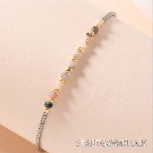 Handmade Beaded Friendship Bracelet | Bohemian Style Simple Semi-Precious Stone Beaded Jewelry