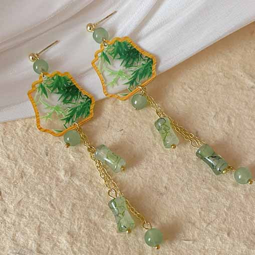 Hanfu Earrings | Chinese Style Bamboo Ink And Wash Drawing Earrings | Elegant Accessories