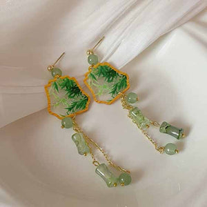 Hanfu Earrings | Chinese Style Bamboo Ink And Wash Drawing Earrings | Elegant Accessories