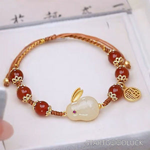 Hetian Jade Rabbit Bracelet | Delicate Blessing Jade Bracelet - StartGoodLuck