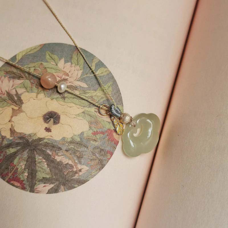 Hetian jade Necklace - Ruyi lock lucky pendant necklace