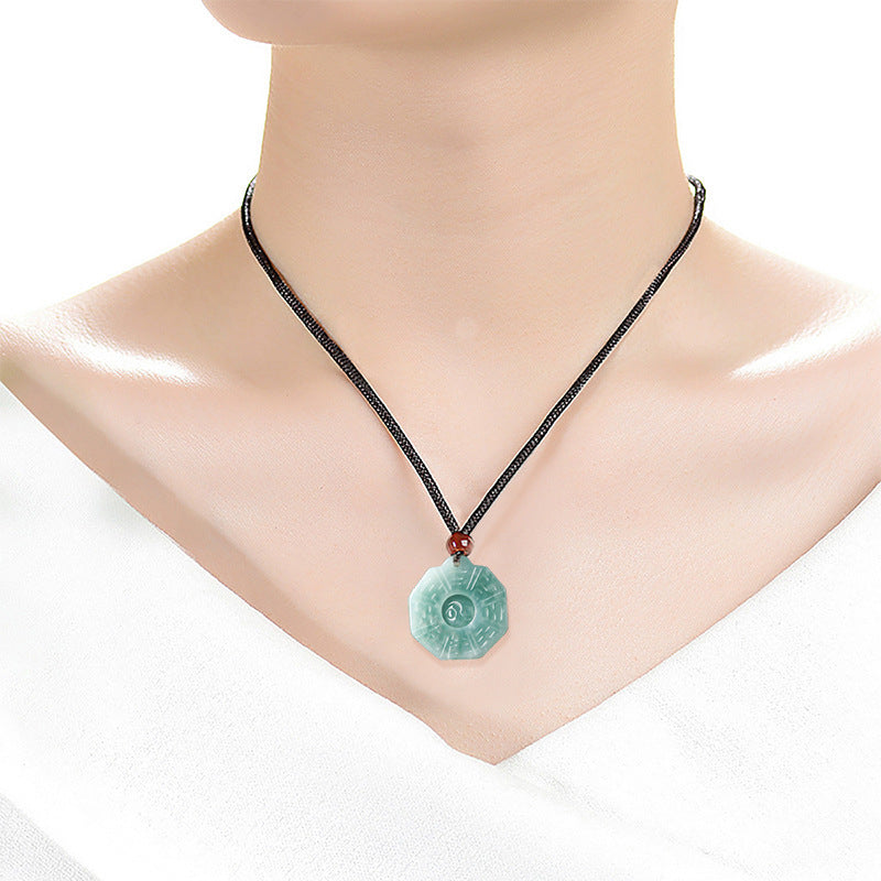 Ice Jade Zen Yinyang Taichi Pendant Balance and Harmony Necklace