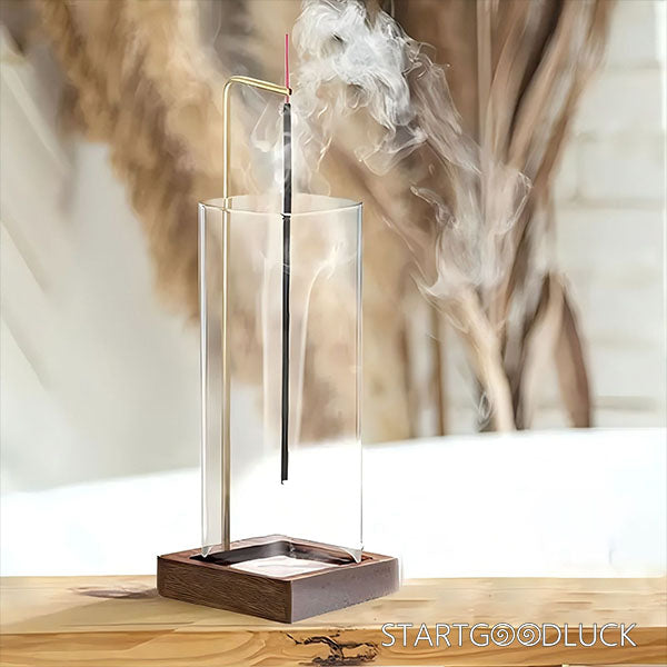 Incense Inverted Burner - Aesthetic Glass & Wood Design | Incense Burner