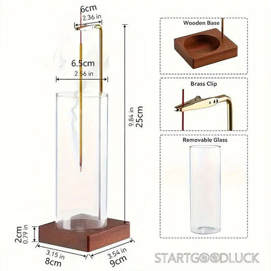 Incense Inverted Burner - Aesthetic Glass & Wood Design | Incense Burner