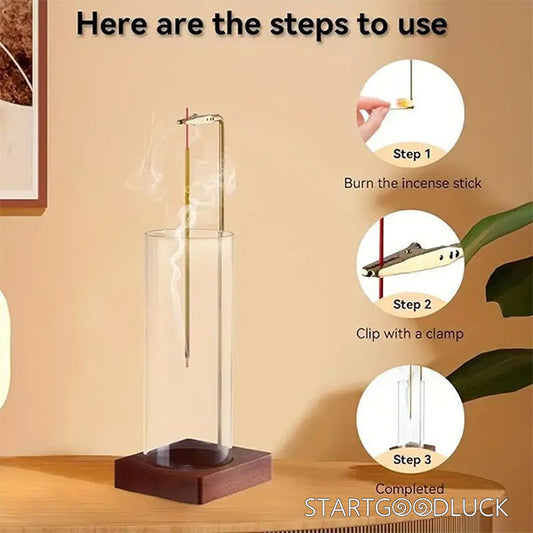 Incense Inverted Burner - Aesthetic Glass & Wood Design | Incense Burner