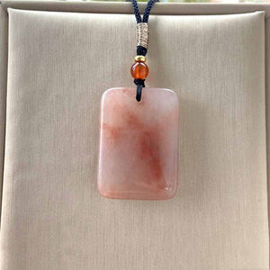 Jade Peace Pendant - Peach - blossom agate smooth - surfaced pendant