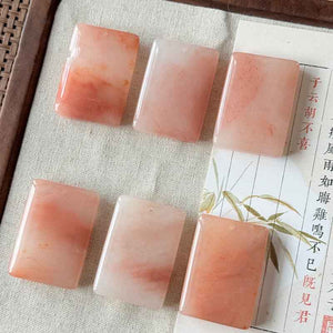 Jade Peace Pendant - Peach - blossom agate smooth - surfaced pendant