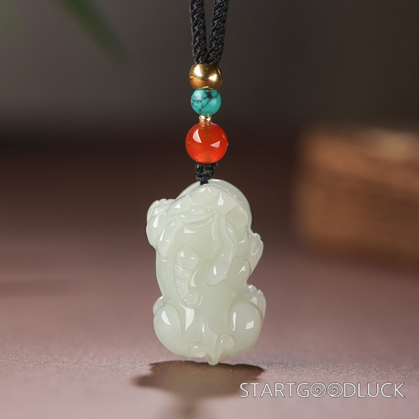 Jade Pixiu Necklace - Hetian jade pixiu amulet necklace