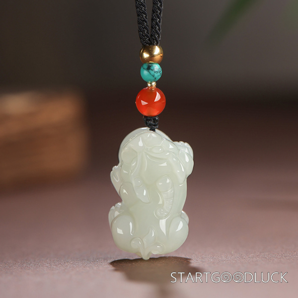 Jade Pixiu Necklace - Hetian jade pixiu amulet necklace