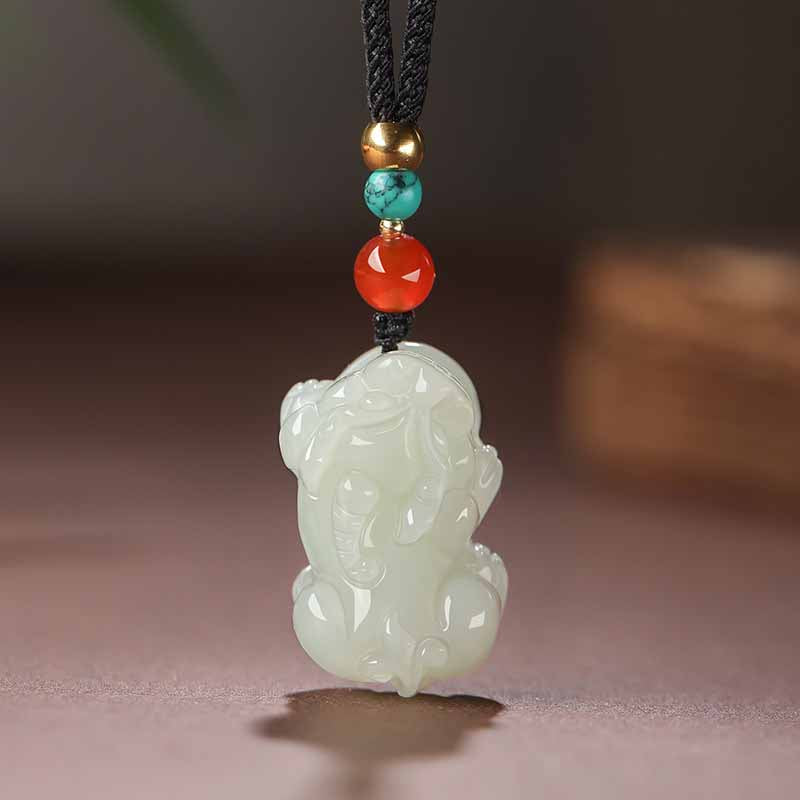 Jade Pixiu Necklace - Hetian jade pixiu amulet necklace