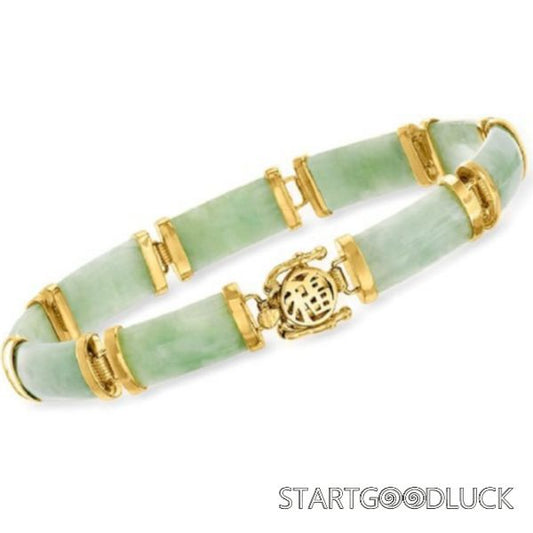 Jade Bamboo Joint Bracelet | Plated Gold Connection Bracelet | Bring Good Fortune