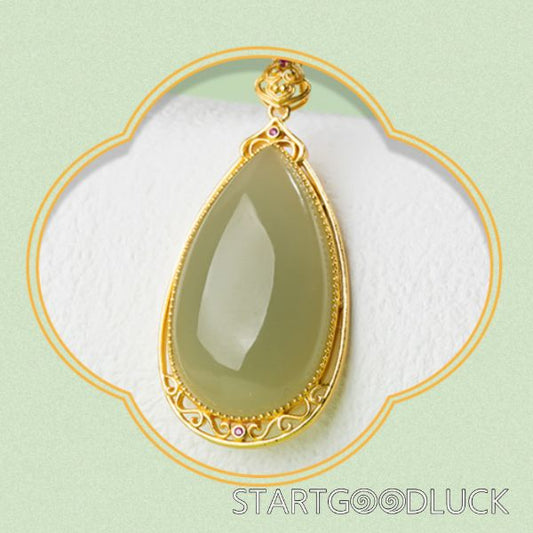 Jade Drop Pendant | Hetian Jade With Gold Border | Best Necklace for women