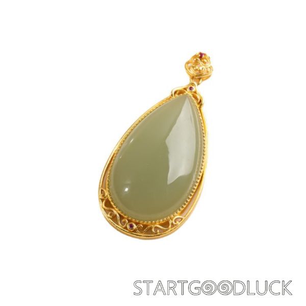 Jade Drop Pendant | Hetian Jade With Gold Border | Best Necklace for women