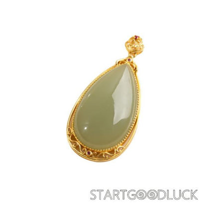 Jade Drop Pendant | Hetian Jade With Gold Border | Best Necklace for women