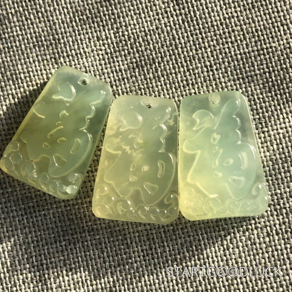Jade blessing Pendant - White Jadeite Fu Character Pendant