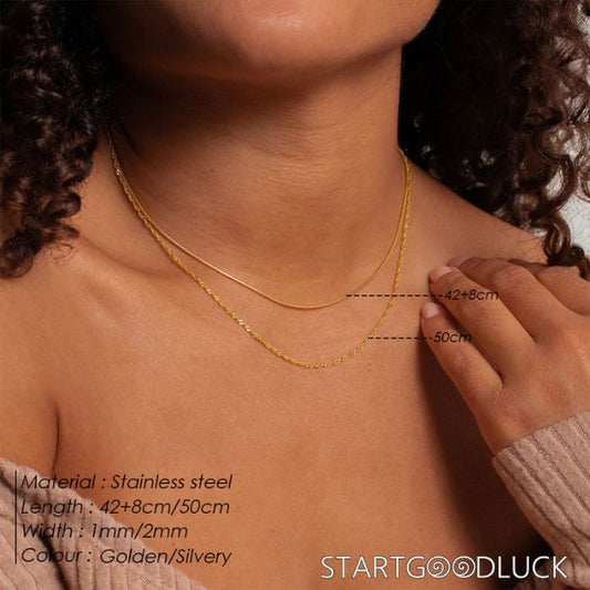 Layered Necklace - Dainty Minimalist Trendy Fashion chain