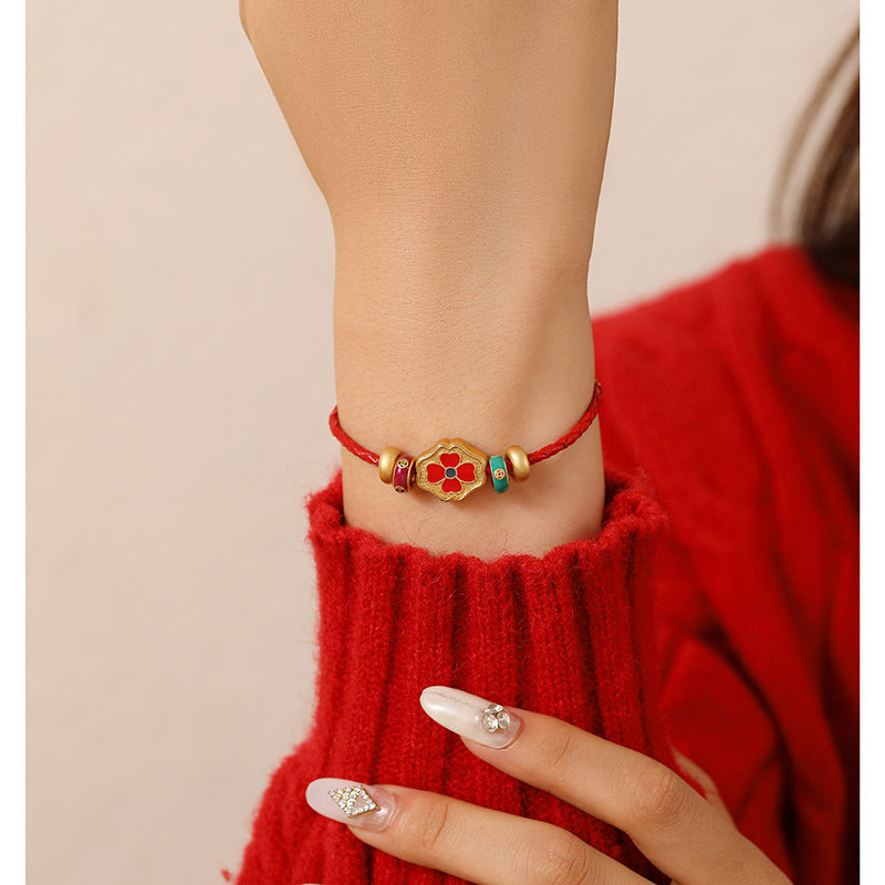 Leaf clover Bracelet Red Rope Bracelet Simple Elegant-style