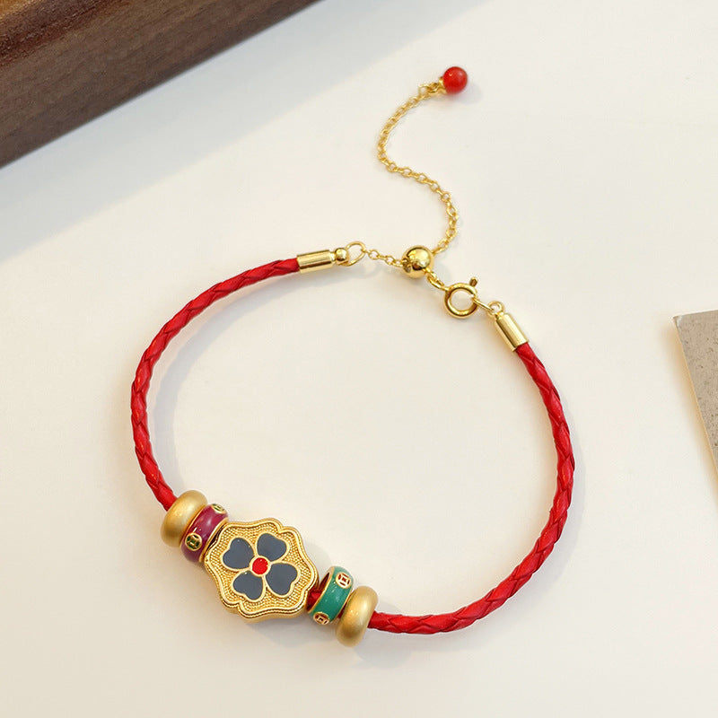 Leaf clover Bracelet Red Rope Bracelet Simple Elegant-style