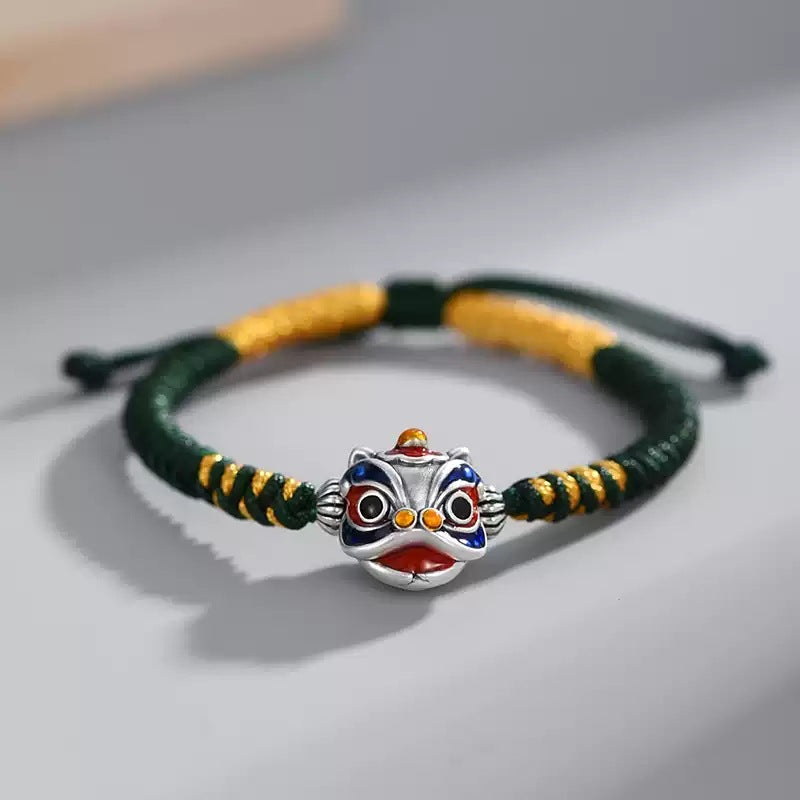 Lion Head Bracelet with Adjustable green string