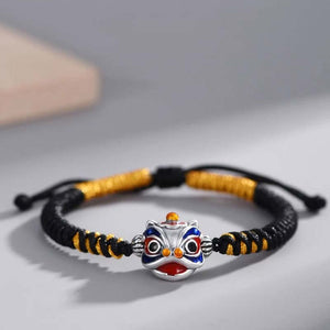 Lion Head Bracelet with Adjustable black string