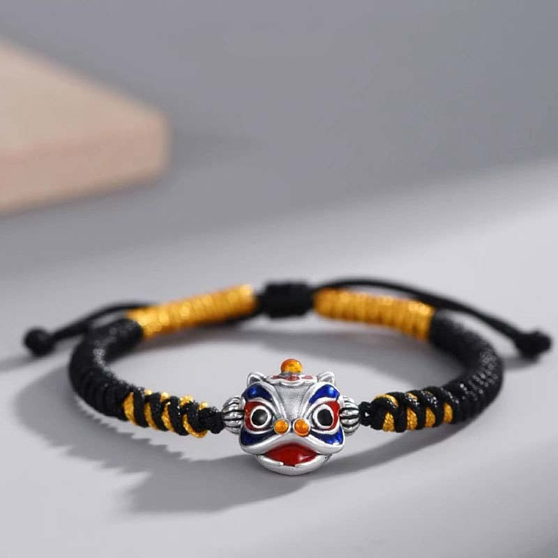 Lion Head Bracelet with Adjustable black string