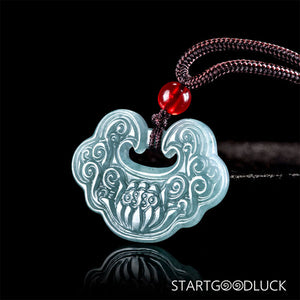 Lotus-Shaped Peace Lock Emerald Pendant | Elegant Emerald Necklace for Blessings - StartGoodLuck