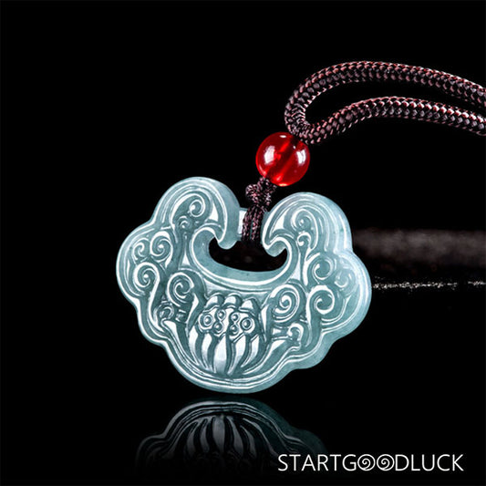 Lotus-Shaped Peace Lock Emerald Pendant | Elegant Emerald Necklace for Blessings - StartGoodLuck