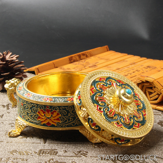 Luxury Golden Dragon Vintage Enamel Incense Burner - Oriental Art Handcrafted Censer for Meditation & Home Decor