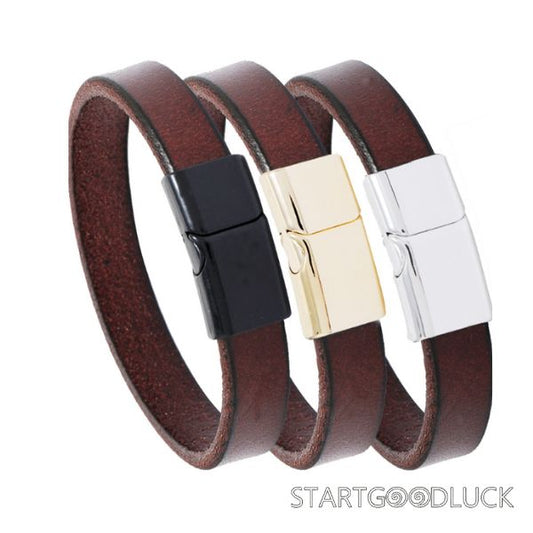 Men's Leather Cuff Bracelets | Simple Casual Style Bracelet