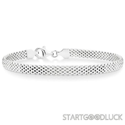 Mesh Link Chain Bracelet for Women | 18K Gold Plated 925 Sterling Silver Bracelet