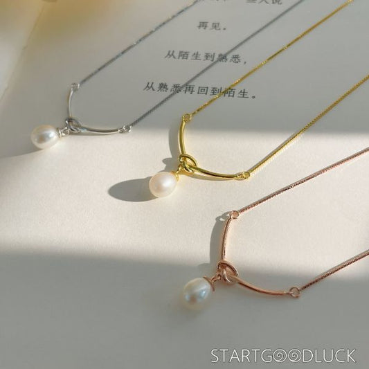 Minimalist Pearl Necklace - Dainty Gold/Silver/Rose Gold Pendant Necklace for Women, Fashion Jewelry Accessory