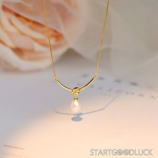 Minimalist Pearl Necklace - Dainty Gold/Silver/Rose Gold Pendant Necklace for Women, Fashion Jewelry Accessory