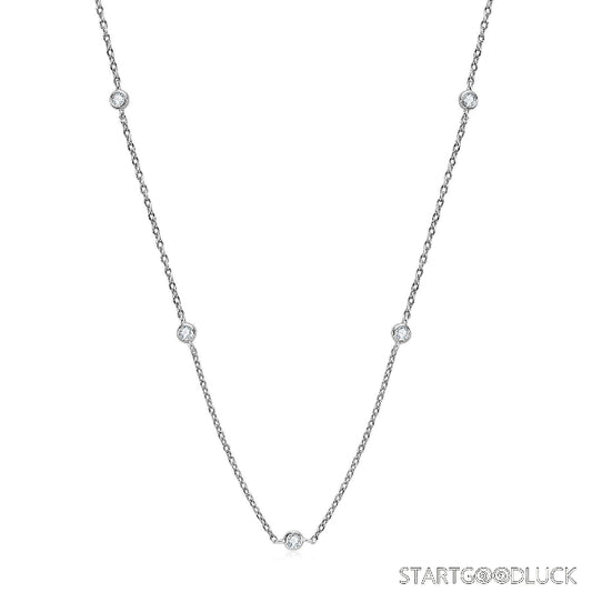 Minimalist Diamond Necklace | Dainty Crystal Station Necklace for women