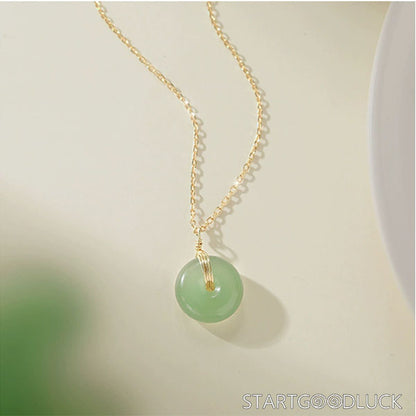 Natural Smooth Jade Safety Buckle Blessing Serenity Necklace Pendant