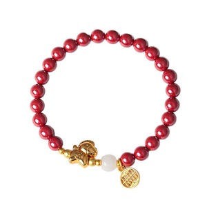 Natural Cinnabar Gold Plated Horse Focus and Wisdom Bracelet