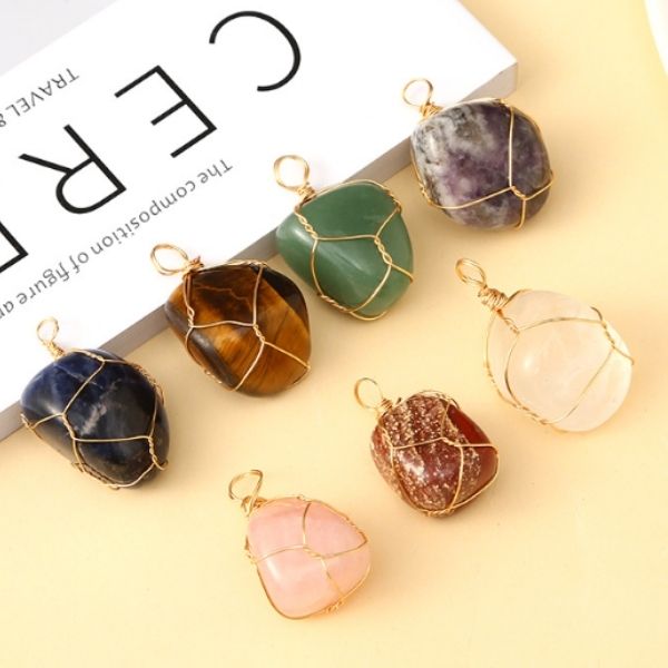Natural  Crystal with Copper Enwind Balance and Harmony Necklace