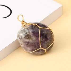 Natural  Crystal with Copper Enwind Balance and Harmony Necklace