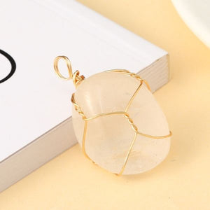 Natural  Crystal with Copper Enwind Balance and Harmony Necklace
