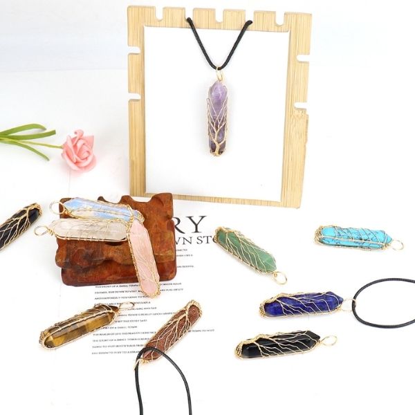 Natural Hexagonal Tree Of Life Crystal Courage Harmony Necklace