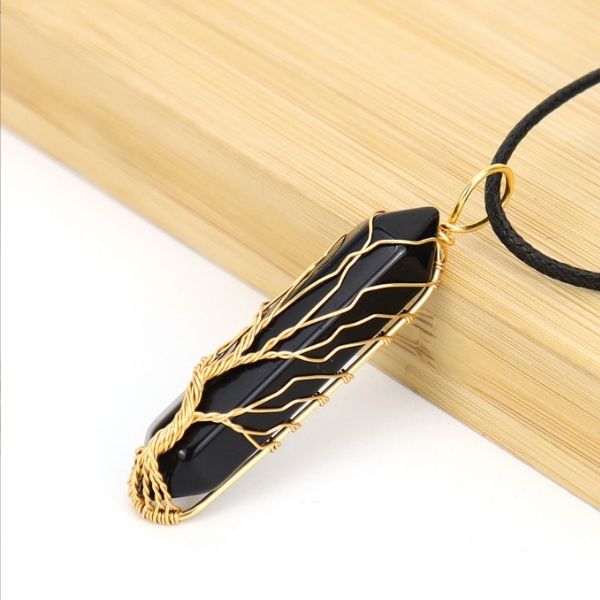 Natural Hexagonal Tree Of Life Crystal Courage Harmony Necklace